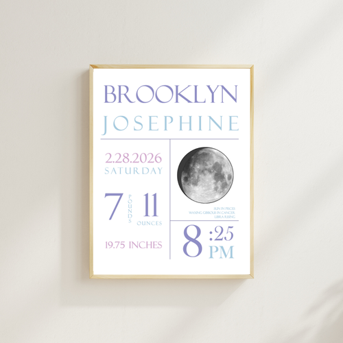 MOONCHILD Custom Framed Birth Artwork – Inspired by Your Birth Moon 🌙